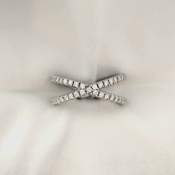 Diamond Cross-Over Ring