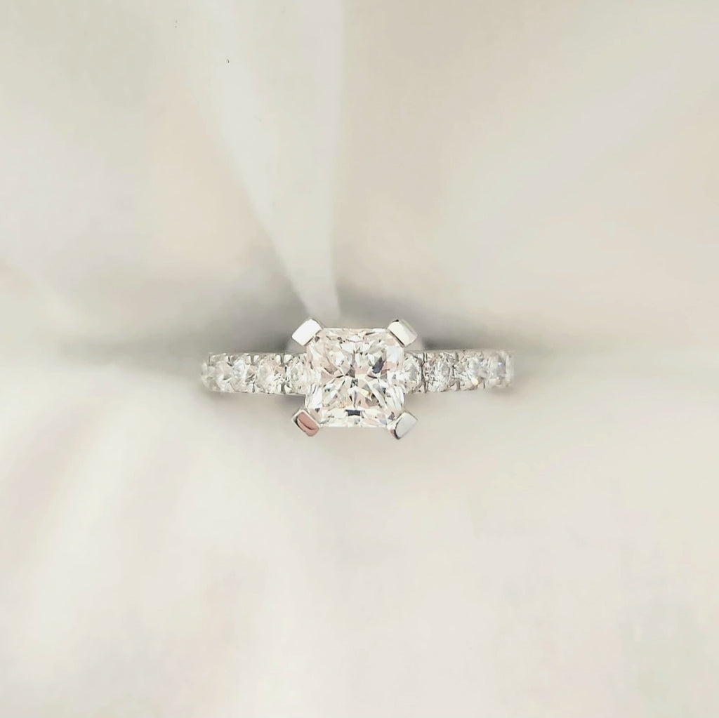 Square Radiant Diamond & Shoulder Diamond Ring