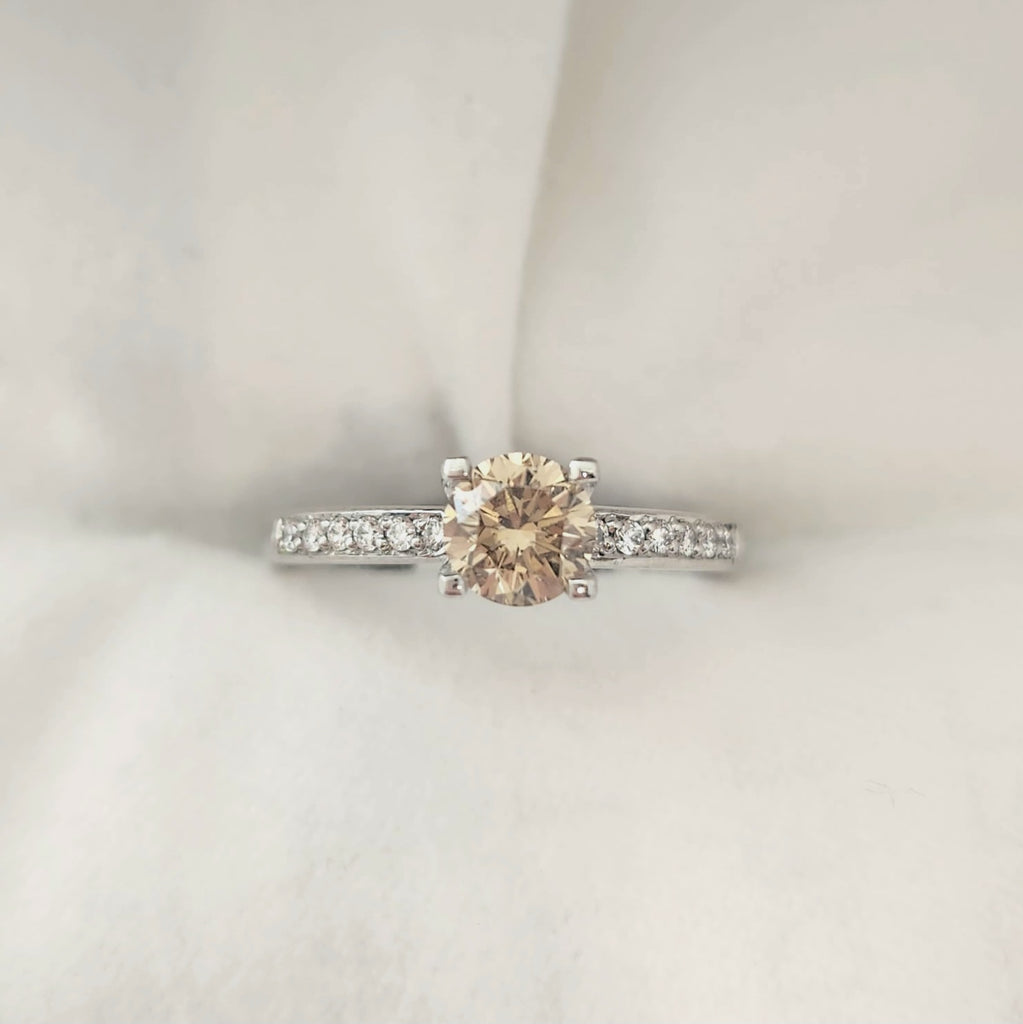 Champagne Diamond & Diamond Shoulder Ring