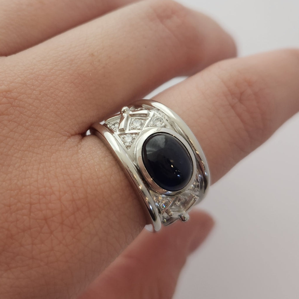 Sapphire & Diamond White Gold Ring