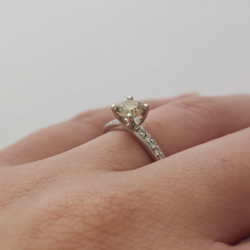 Champagne Diamond & Diamond Shoulder Ring