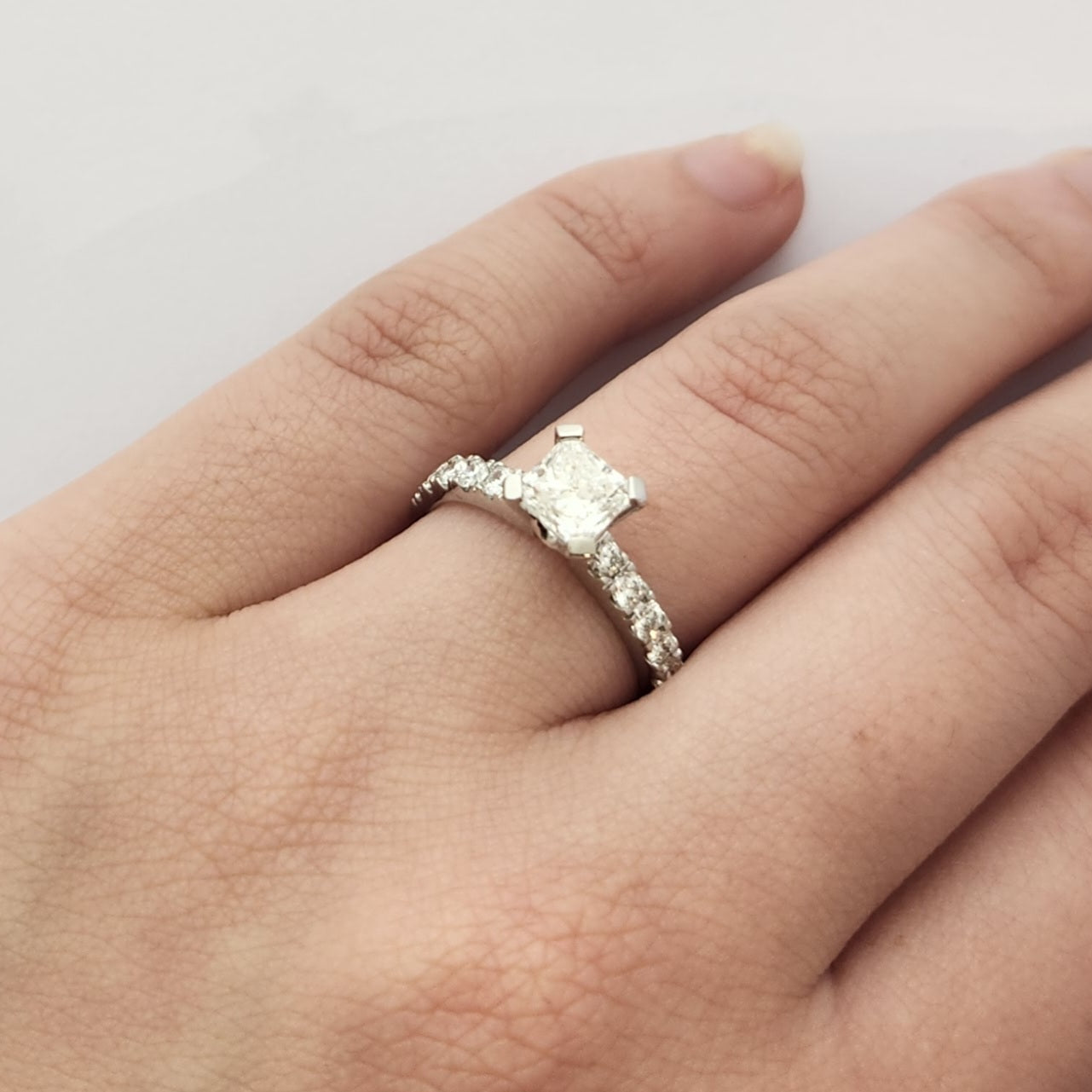 Square Radiant Diamond Shoulder Diamond Ring