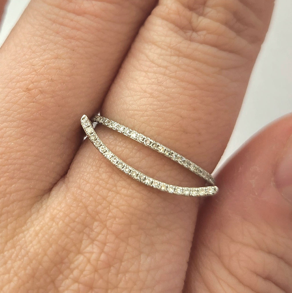 2 Band Pave Diamond Ring