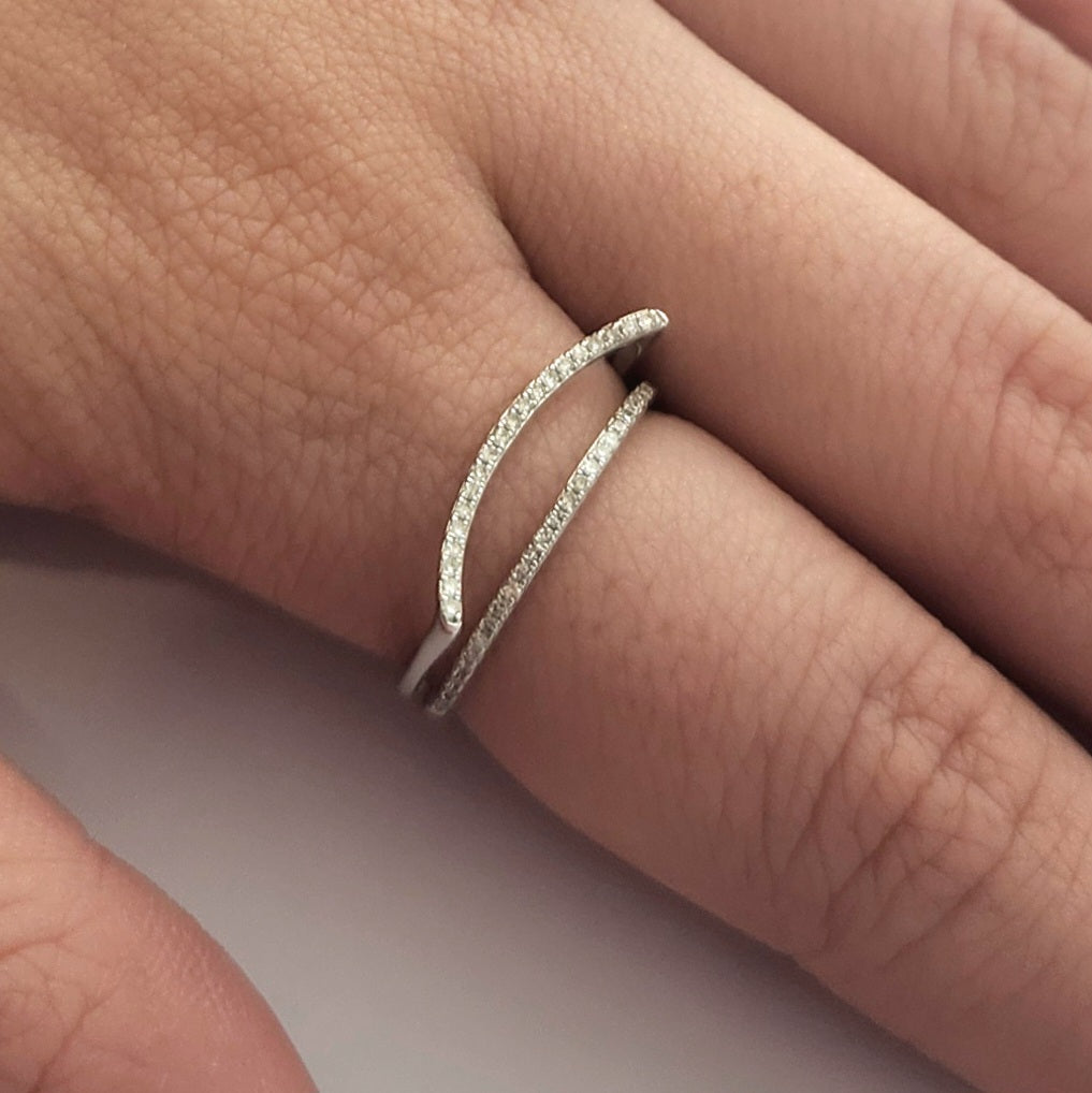 2 Band Pave Diamond Ring