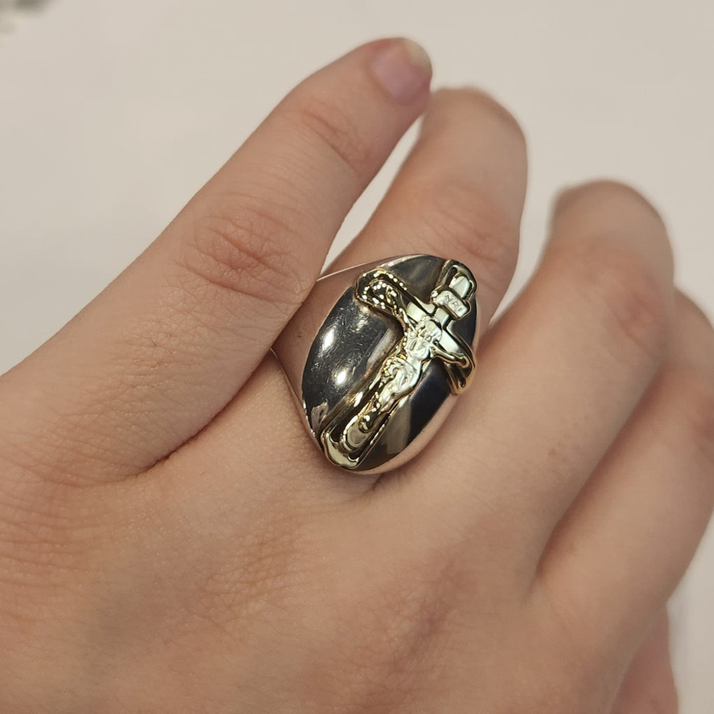Silver & Gold Cross Dress Ring