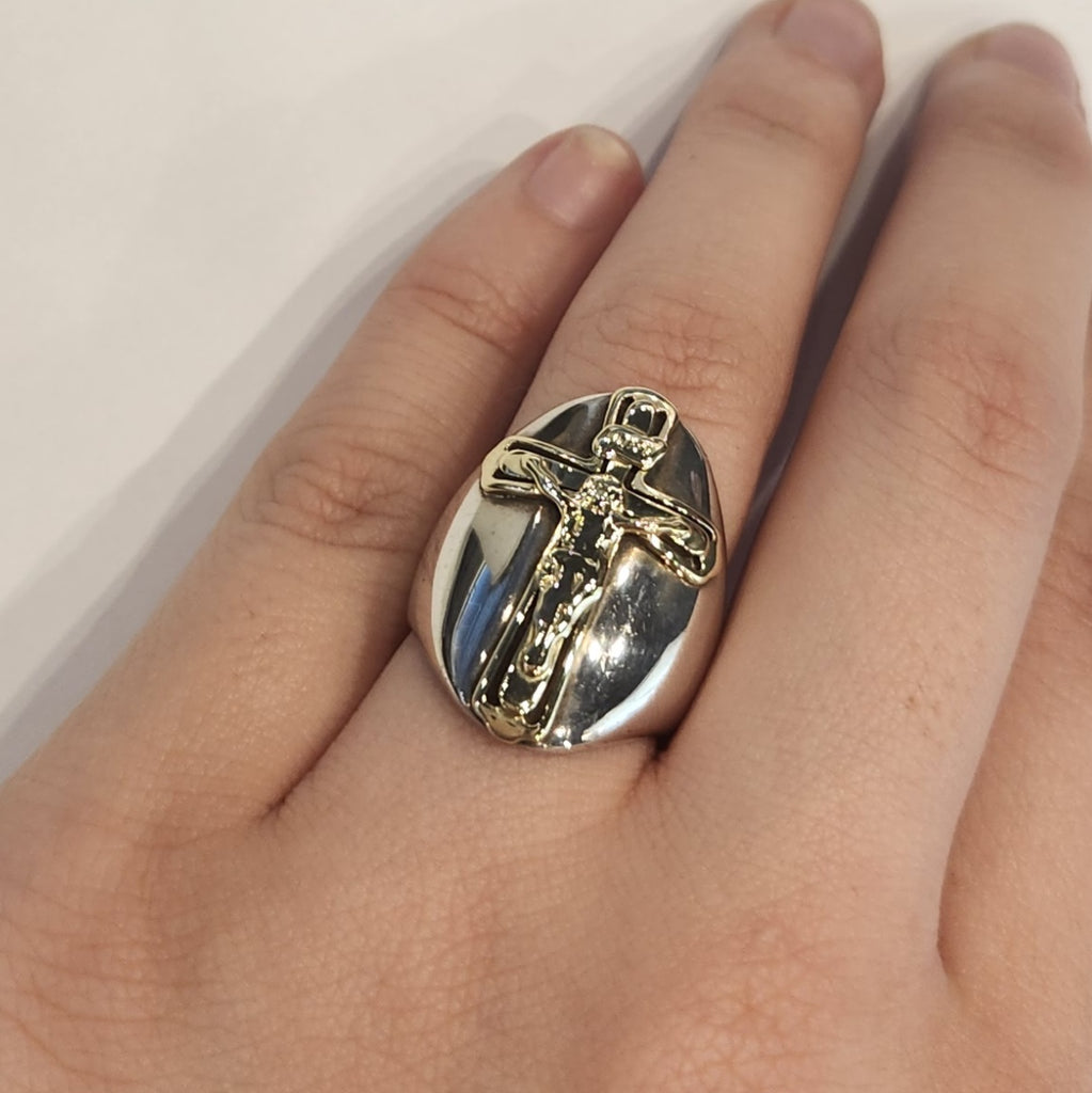 Silver & Gold Cross Dress Ring