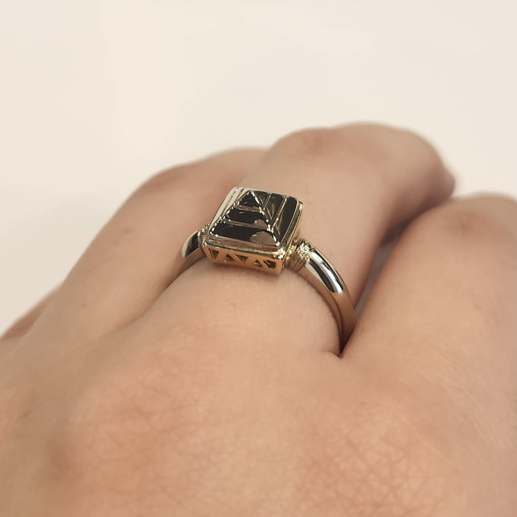 Two Tone Pyramid Ring
