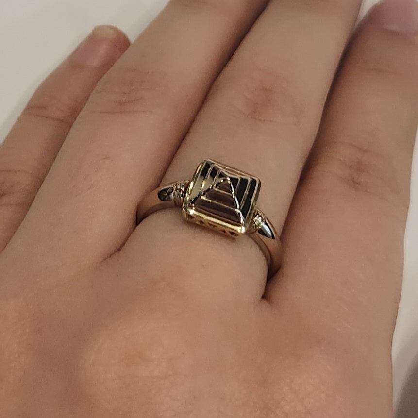 Two Tone Pyramid Ring