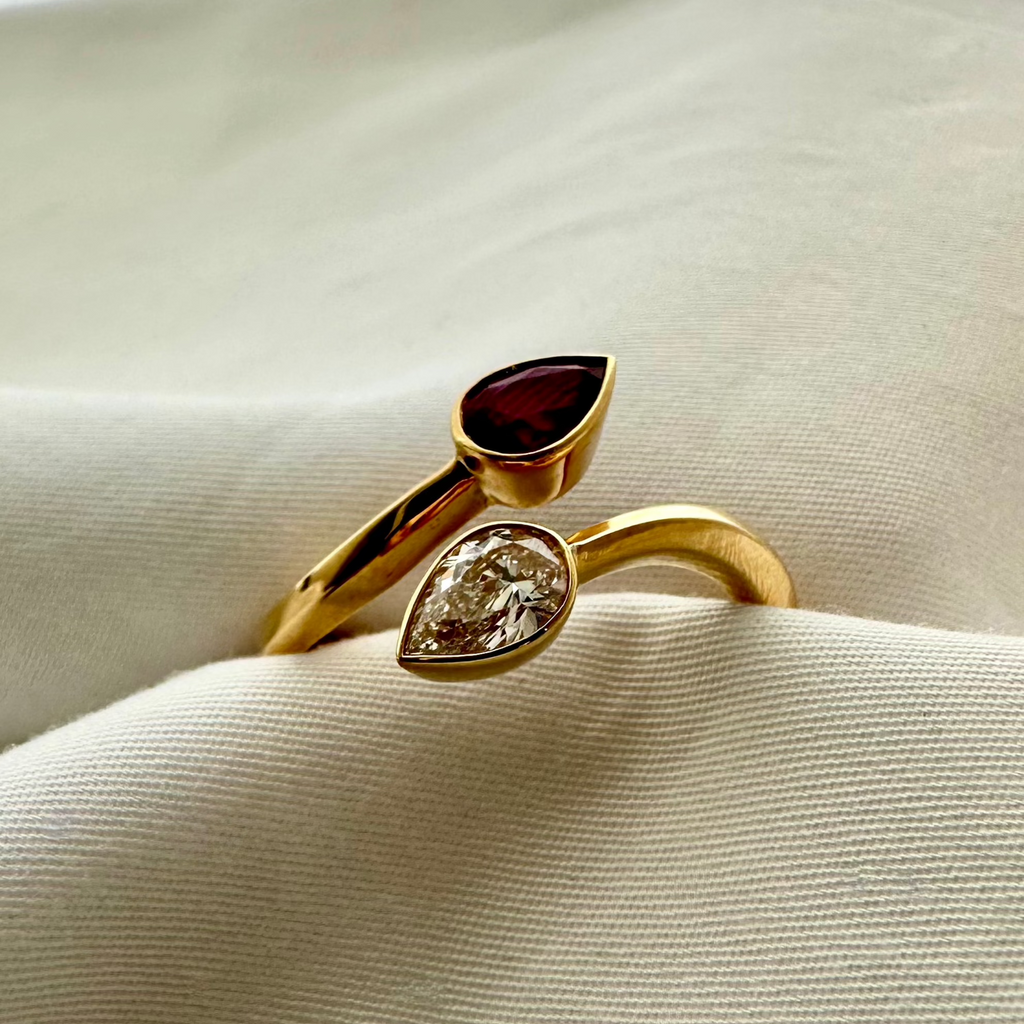 Pear Diamond & Ruby Ring
