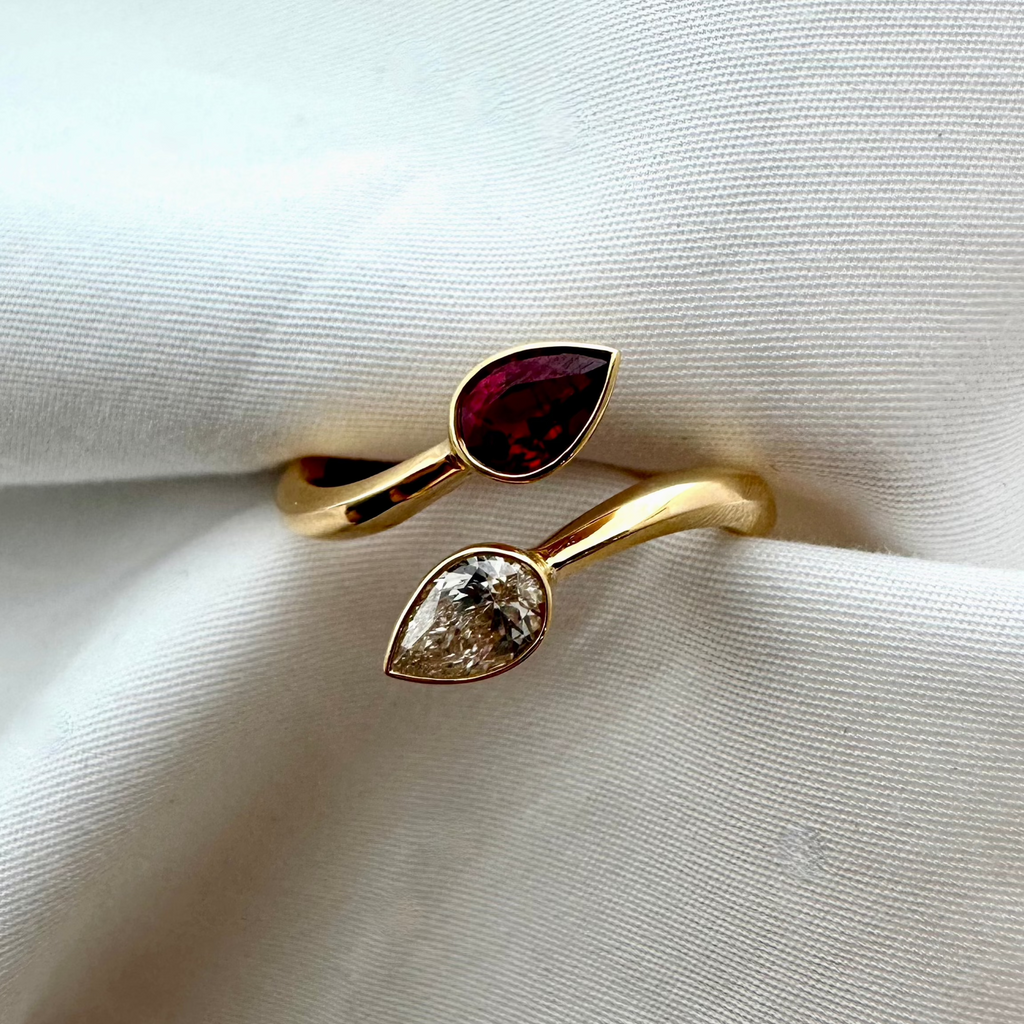 Pear Diamond & Ruby Ring