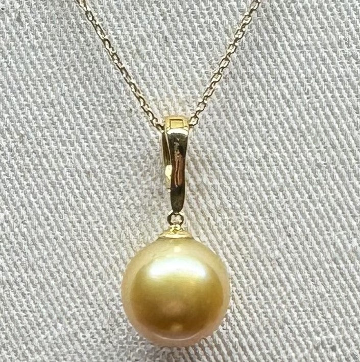 Gold South Sea Pearl Pendant with an Enhancer