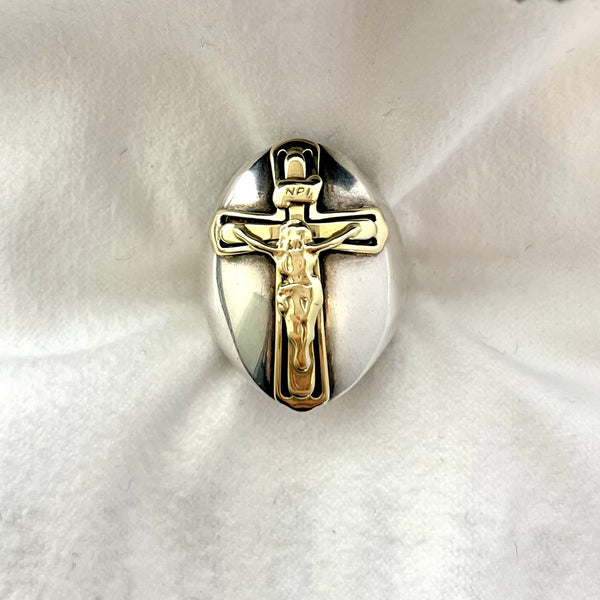 Silver & Gold Cross Dress Ring