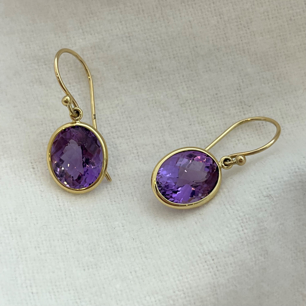 Amethyst Oval shaped Drop earrings