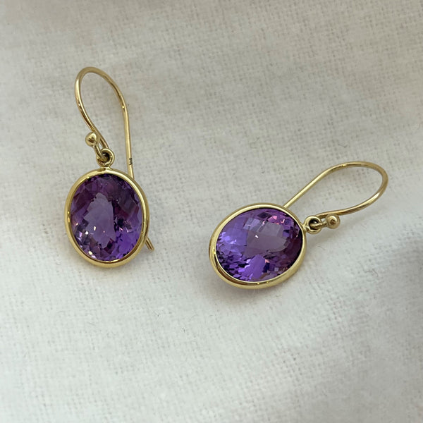 Amethyst Oval shaped Drop earrings