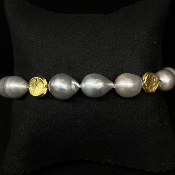 South Sea Baroque Peal & Gold Bead Bracelet
