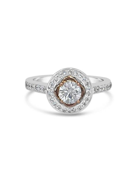 White & Rose Gold Halo Engagement Ring
