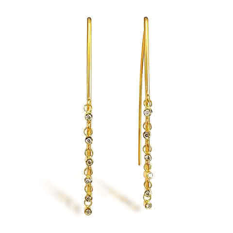 Diamond Charm Long Hook Earrings