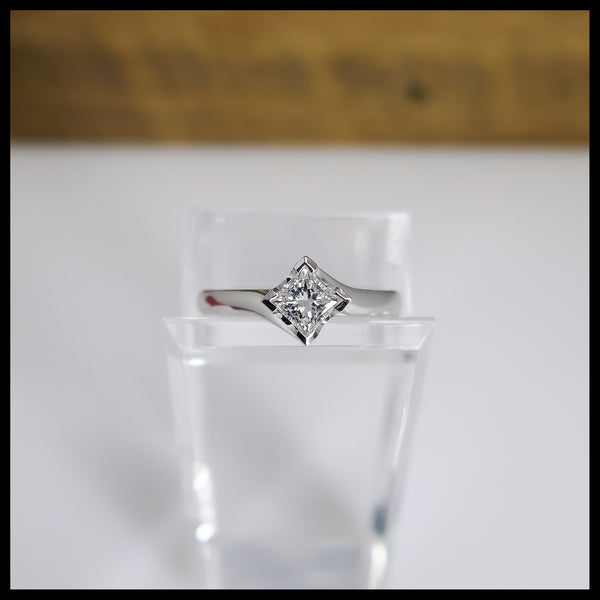Rotated Princess Cut Diamond Ring