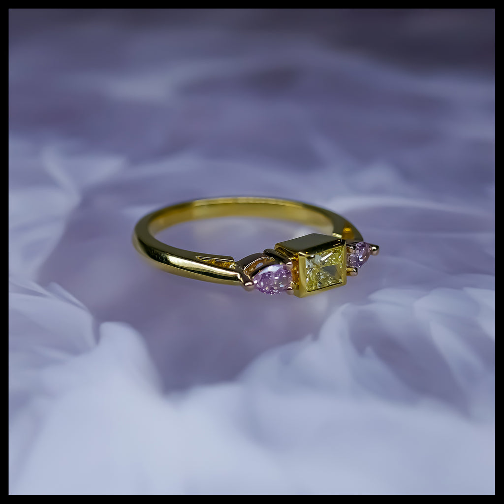 Handmade Yellow & Pink Diamond Ring
