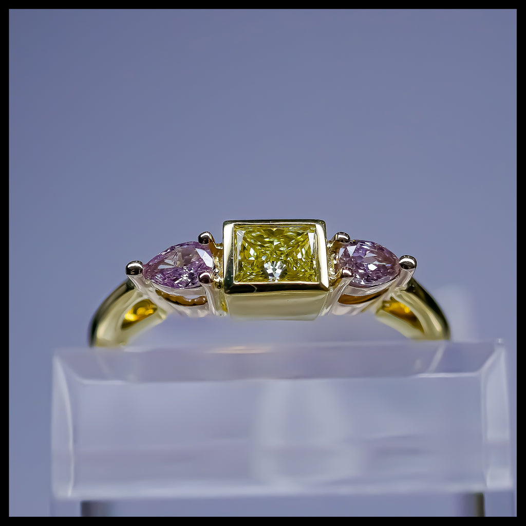 Handmade Yellow & Pink Diamond Ring