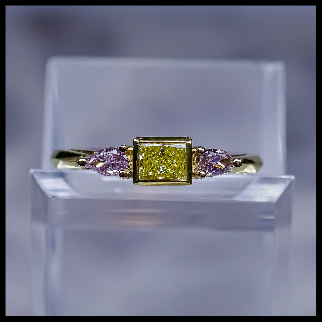 Handmade Yellow & Pink Diamond Ring